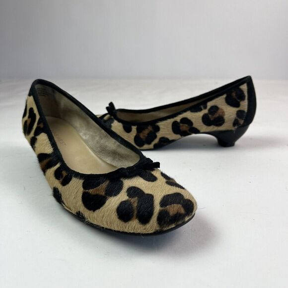 Nine West Leopard Print Calf Hair heel Ballet Pump 8 Cheetah Vtg Y2K Preppy Shoe - Picture 6 of 14